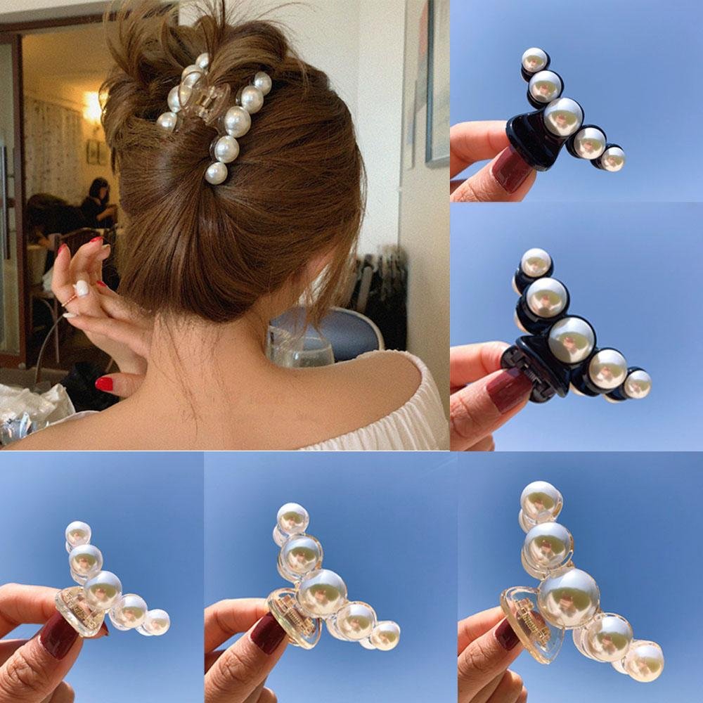 Ruoshui Woman Classic Big Pearl Hair Claws Fashion Hair Clips Crab Girls Hair Accessories Hairpins Female Ornament Hairgrip-elleschic