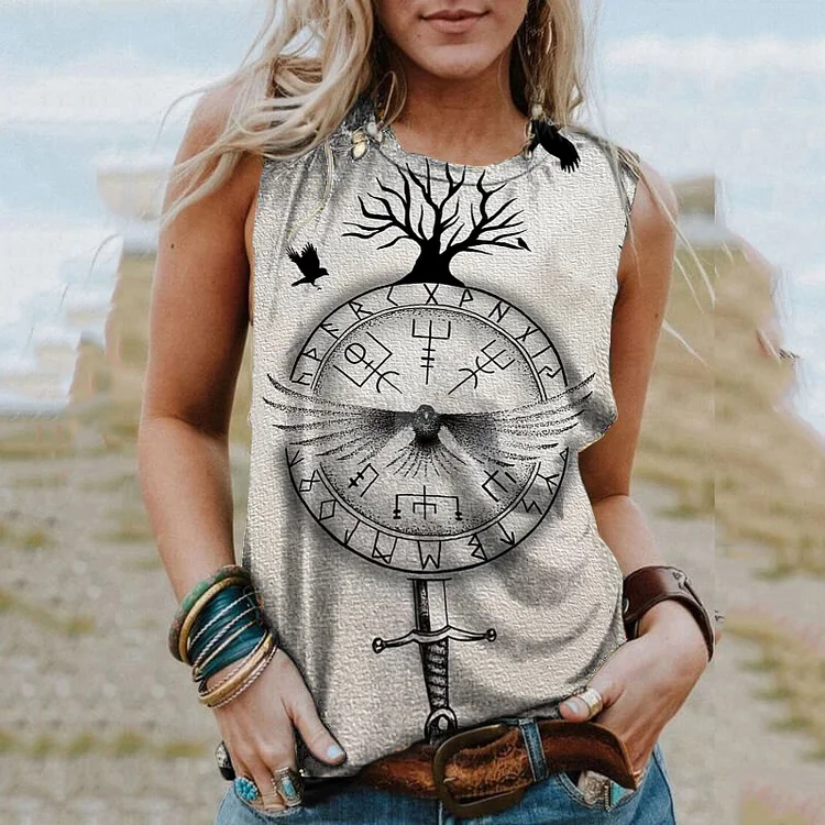 Comstylish Women'S Vintage Viking Eagle Compass Tree Of Life Tank Top