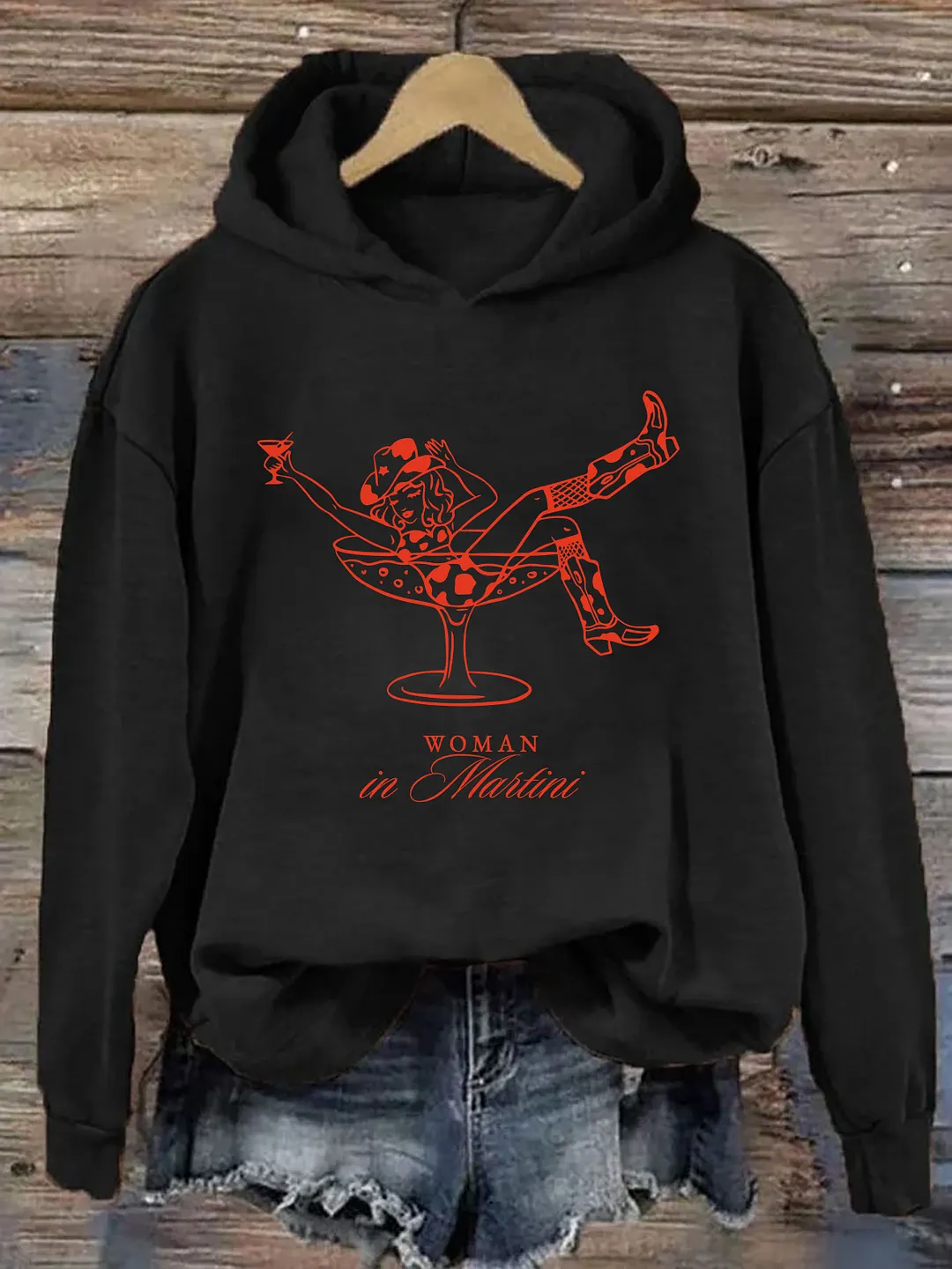 Cowgirl Woman In Martini Hoodie