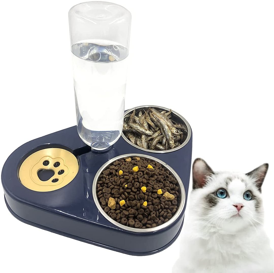 3-In-1 Pet Bowl -  Automatic Feeder Food Bowl with Water Fountain