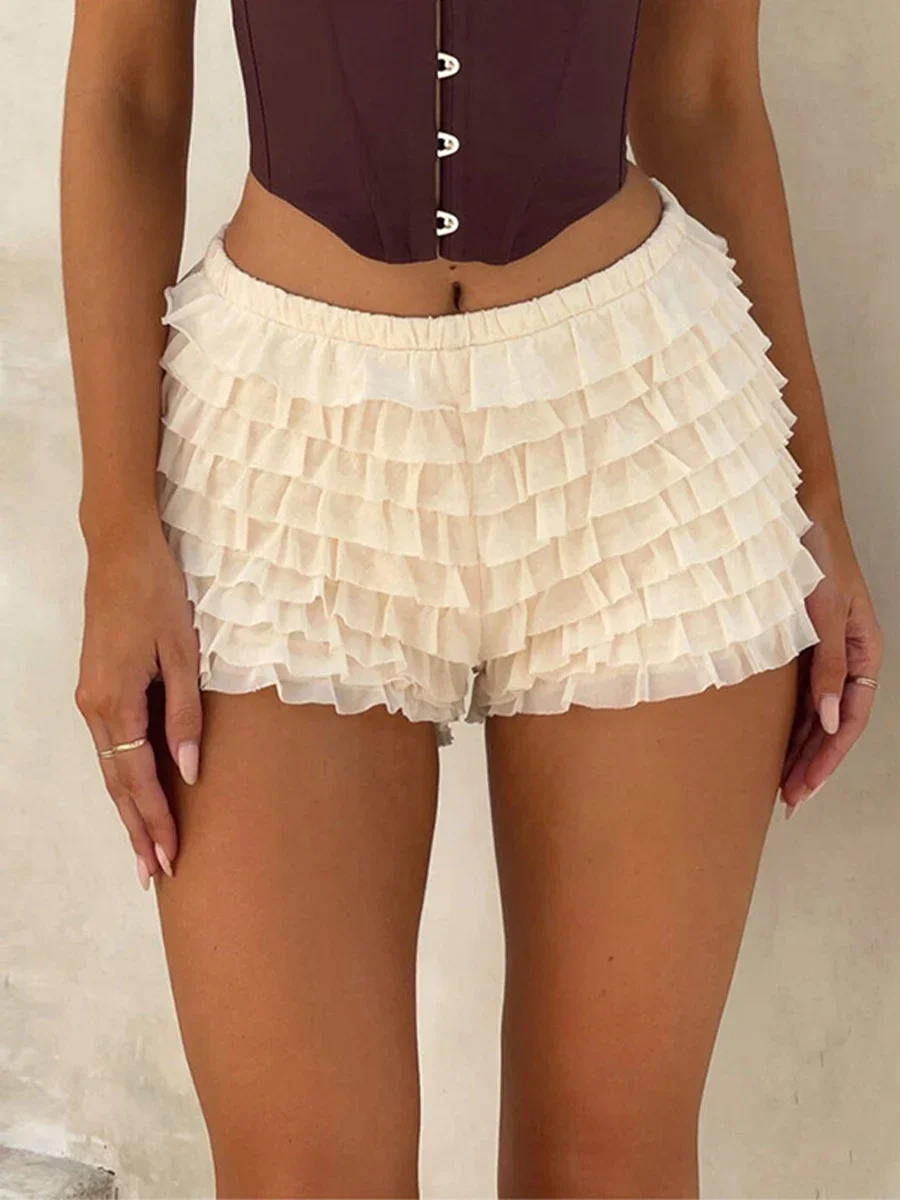 Ruffles Multi-layers Shorts Loungewear Women High Waist Frilly Bloomers Pumpkin Pants