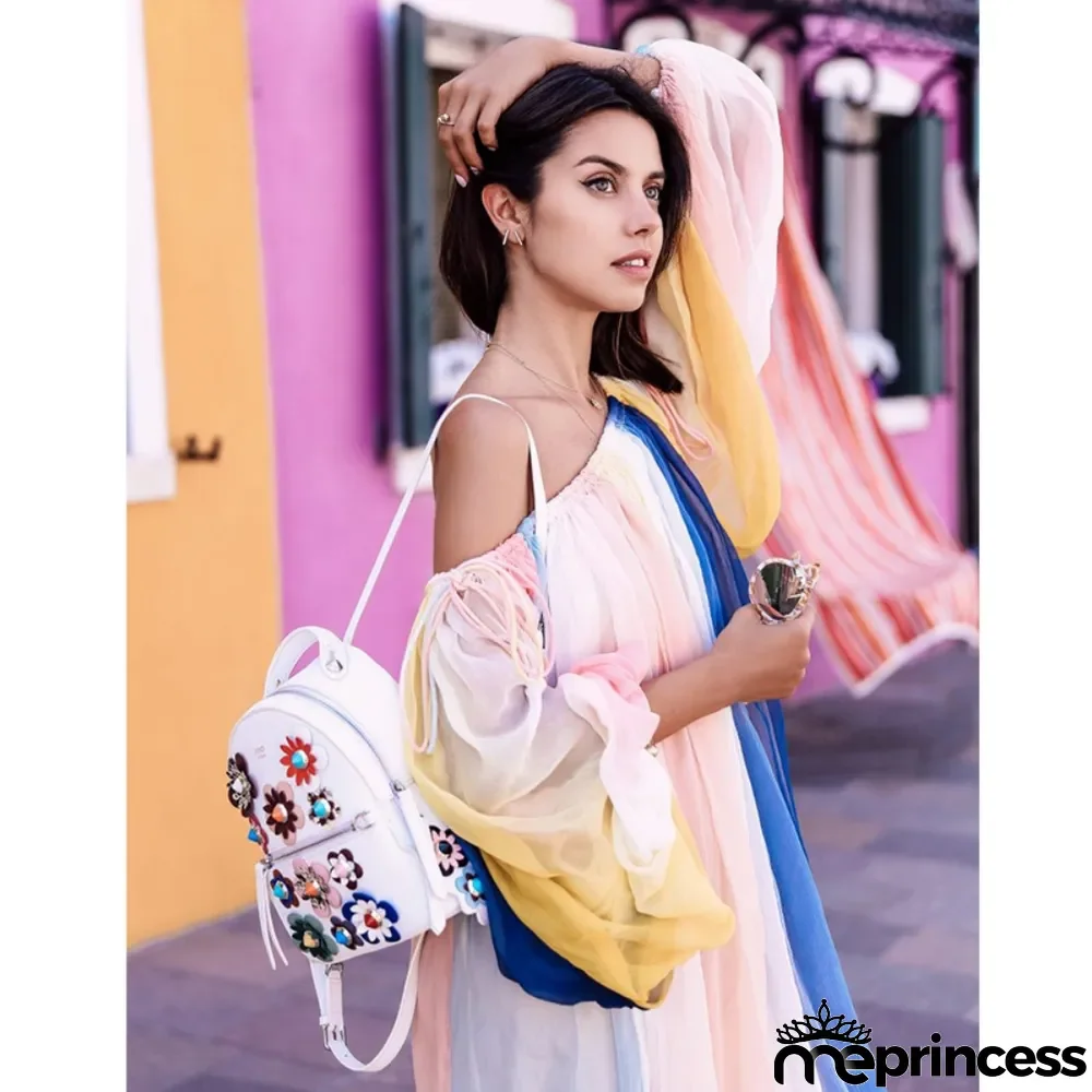 Summer Off the Shoulder Colorful Tutu Dress with Pop Sleeves