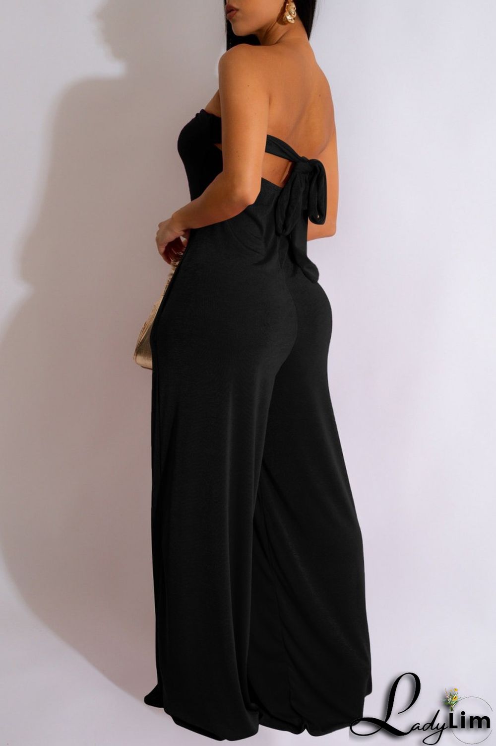 Red Sexy Casual Solid Backless Strapless Regular Jumpsuits