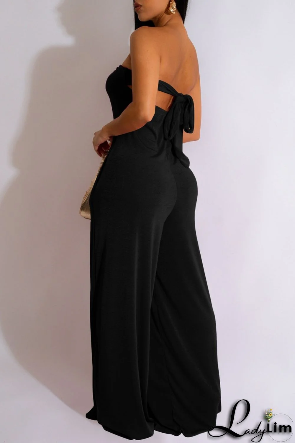 Red Sexy Casual Solid Backless Strapless Regular Jumpsuits