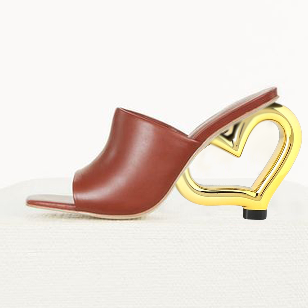 Red Square Toe 3'' Decorative Heel Wide Band Mules Nicepairs