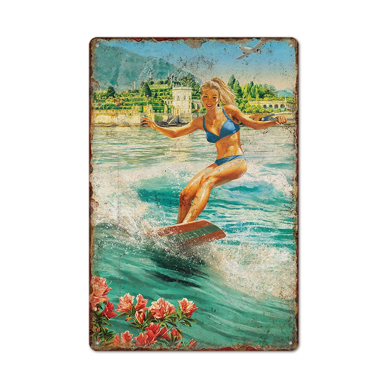 Beach Artistic Letter Landscape Iron Mural Wall Art