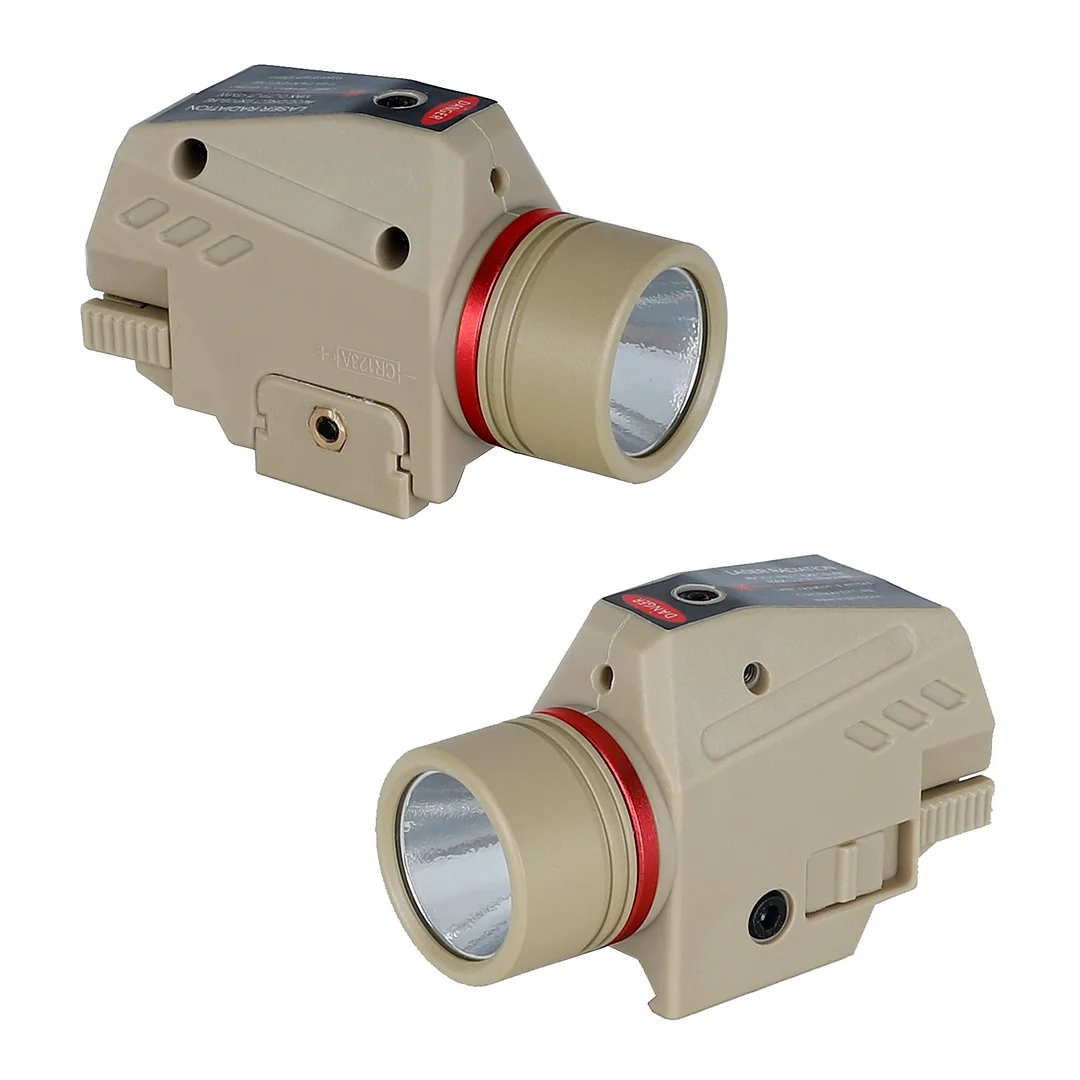 ohhunt® Mini Flashlight Red Laser White LED Flashlight Combo with 20mm Picatinny Rail Mount Weapon Torch Light Tan