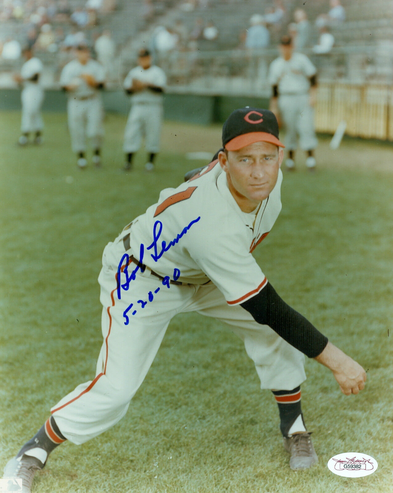 BOB LEMON CLEVELAND INDIANS SIGNED AUTOGRAPH INSCRIBED 8X10 Photo Poster painting JSA