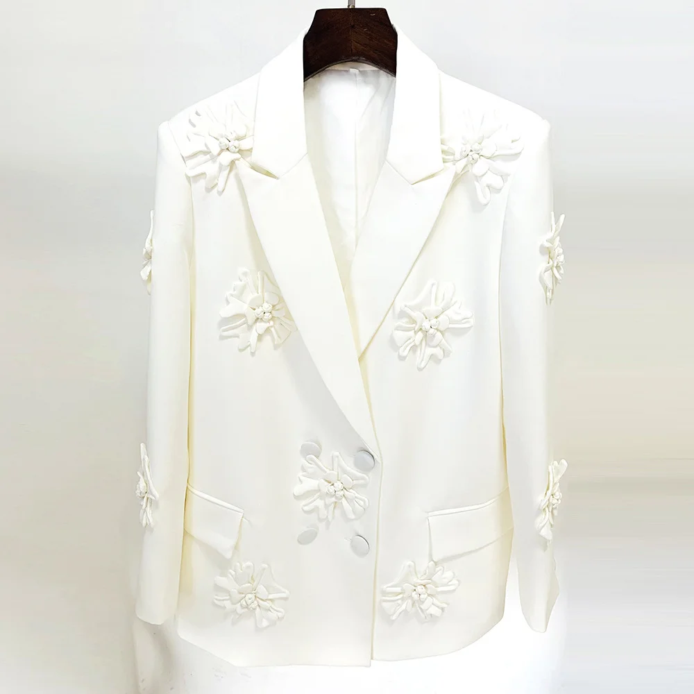 Nigikala Nigikala Hot New Star Fashion Double Buckle Heavy Industry Three-Dimensional Flower Decoration Suit Jacket