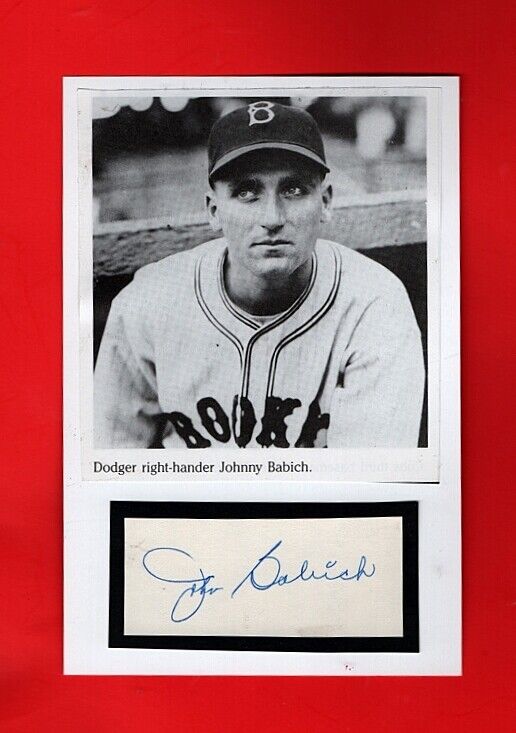 1934/35 JOHNNY BABICH-BROOKLYN DODGERS VINTAGE AUTOGRAPHED CUT W/Photo Poster painting-(d.2001)