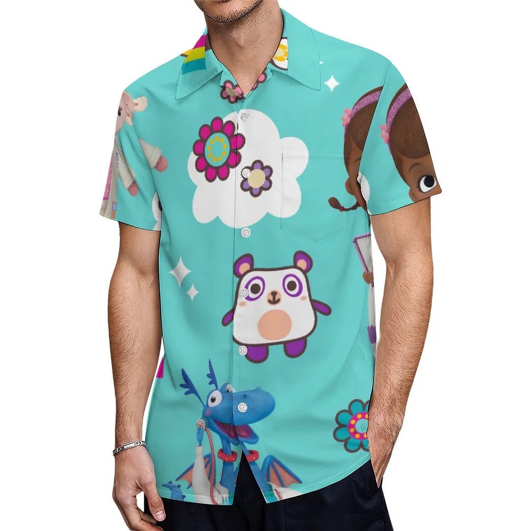 Short Sleeve Doc Mcstuffins The Care Team Hawaiian Shirt Mens Button Down Plus Size Tropical Hawaii Beach Shirts