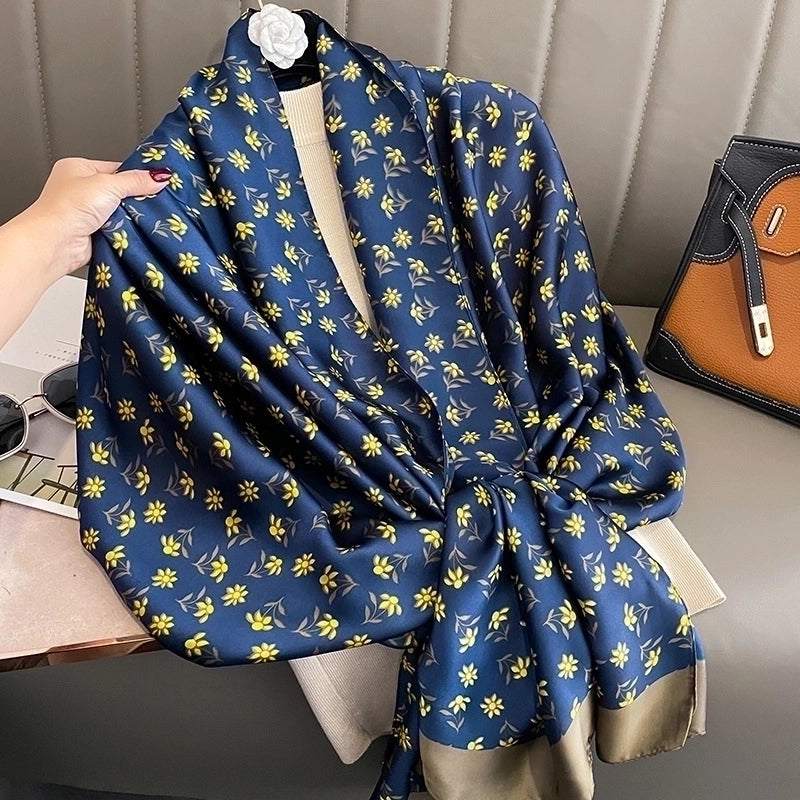 Adults Ig Style Mango Satin Printing Silk Scarf Shawl