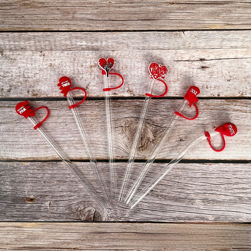 Love Cartoon Silicone Straw Cap 8-10 Straw Dust Cap Dust Cover Personalized Beverage Straw Sleeve Spot