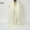 Pleated Linen Cotton Scarf Woolen Edge Women Hijab Shawl
