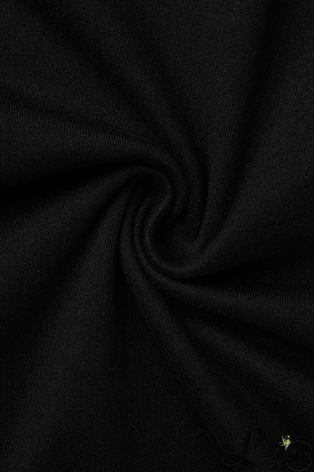 Black Fashion Casual Solid Tassel Regular High Waist Pencil Trousers