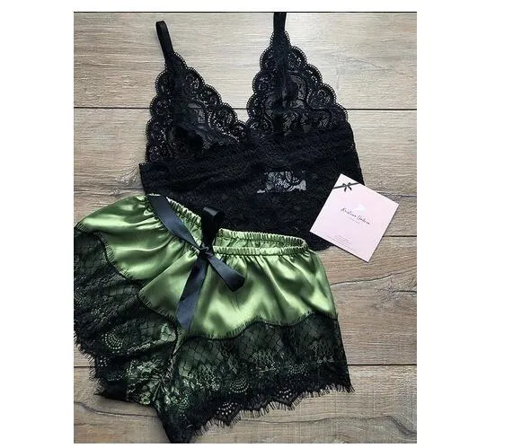 Churchf Summer Lady Simulation Silk Sling Princess Pajamas Sexy Extremely Tempting Two Sets Of Underwear Pyjamas Homewear