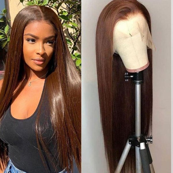 brown and black lace front wig