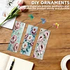 3Pcs DIY Pearl Painting Peony Bookmark with Butterfly Pendant Home Office Supplies Gift for Book Lovers