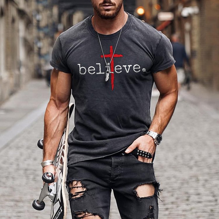 BrosWear Red Cross Short Sleeve T-Shirt