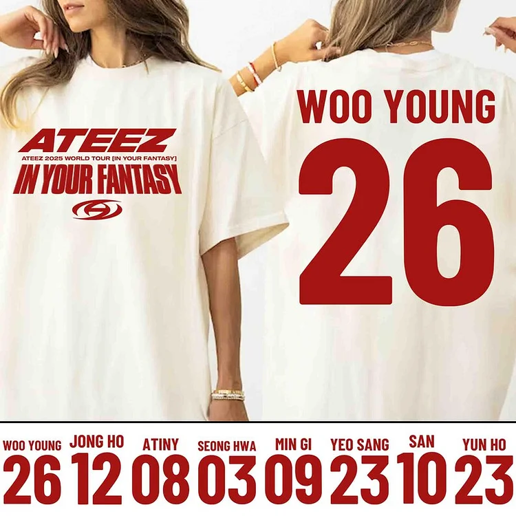 Ateez 2025 World Tour In Your Fantasy Member Name T-Shirt officialateezshop