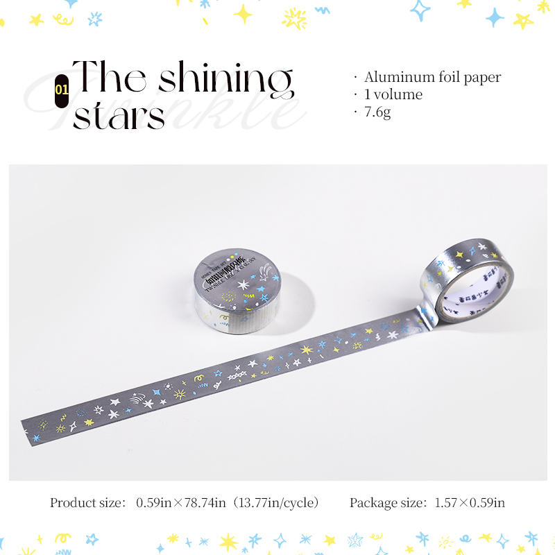 Tape - 15mm*200cm Twinkle Like A Galaxy Series Vintage Star Landscape 