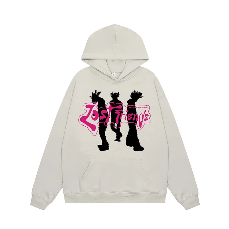 High Street Hooded Sweatshirt Loose Hip Hop Zipless Pocket Hoodie at Hiphopee