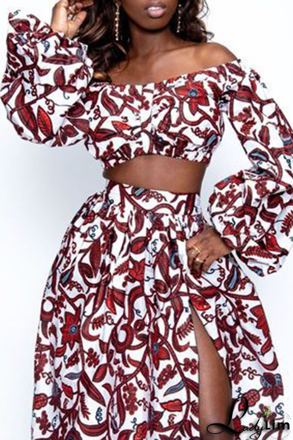 Yellow Vintage Elegant Print Patchwork Off the Shoulder Tops