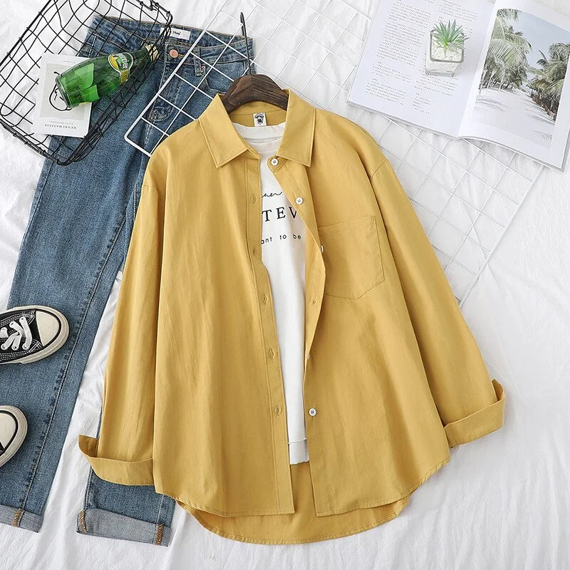 Solid Shirts Womens Blouses Lady White Tops Long Sleeve Female Clothes Outwear Office Wear Spring Autumn News