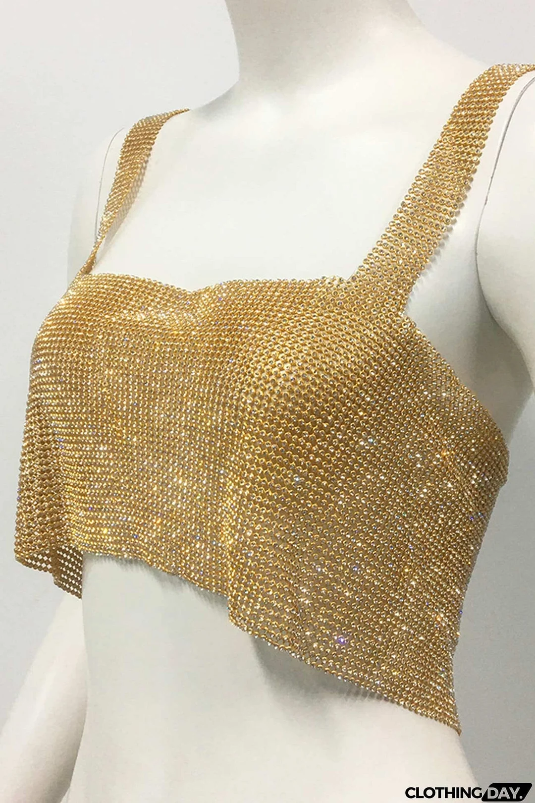 Rhinestone Square Neck Tank Top