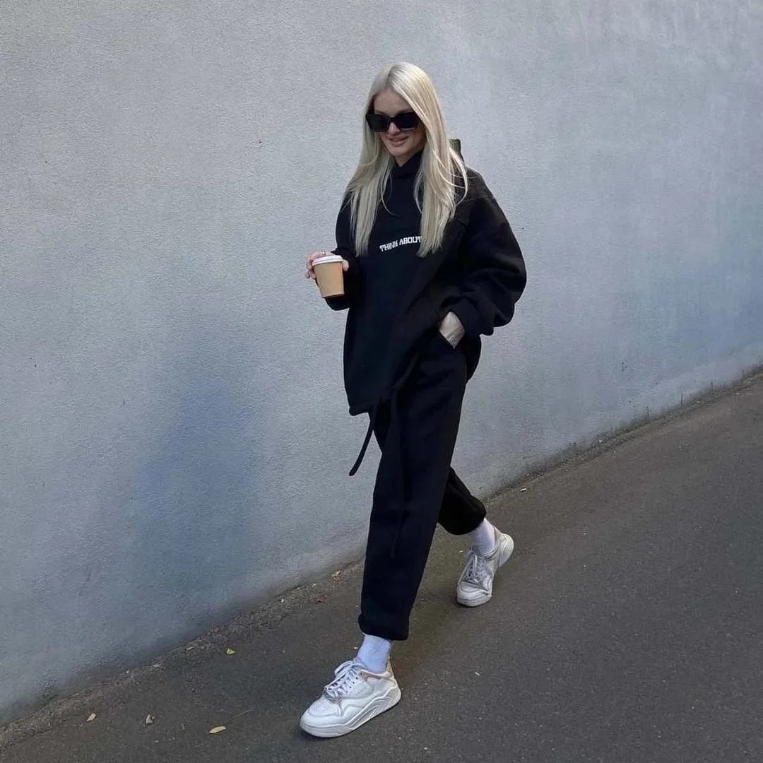 Women's Fashion Hooded Sports Casual Sweatshirt Set