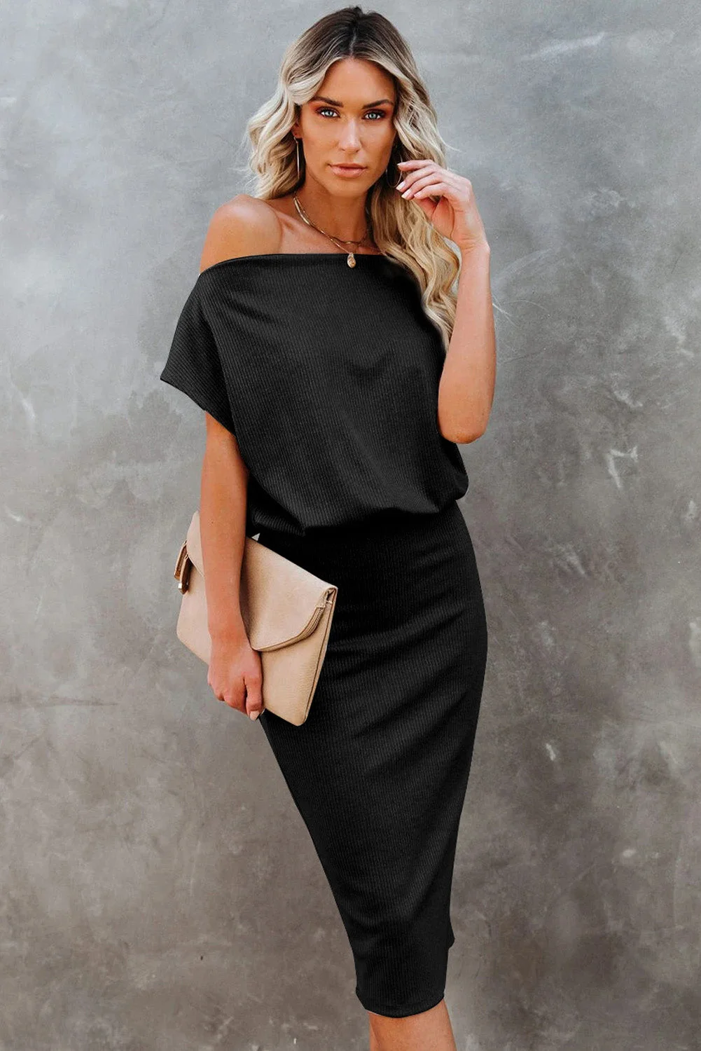 Buzzdaisy Boat Neck Knit Midi Dress