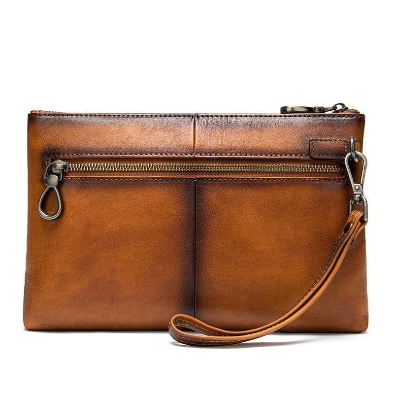 Mens Vintage Patchwork Leather Business Casual Clutch Bags