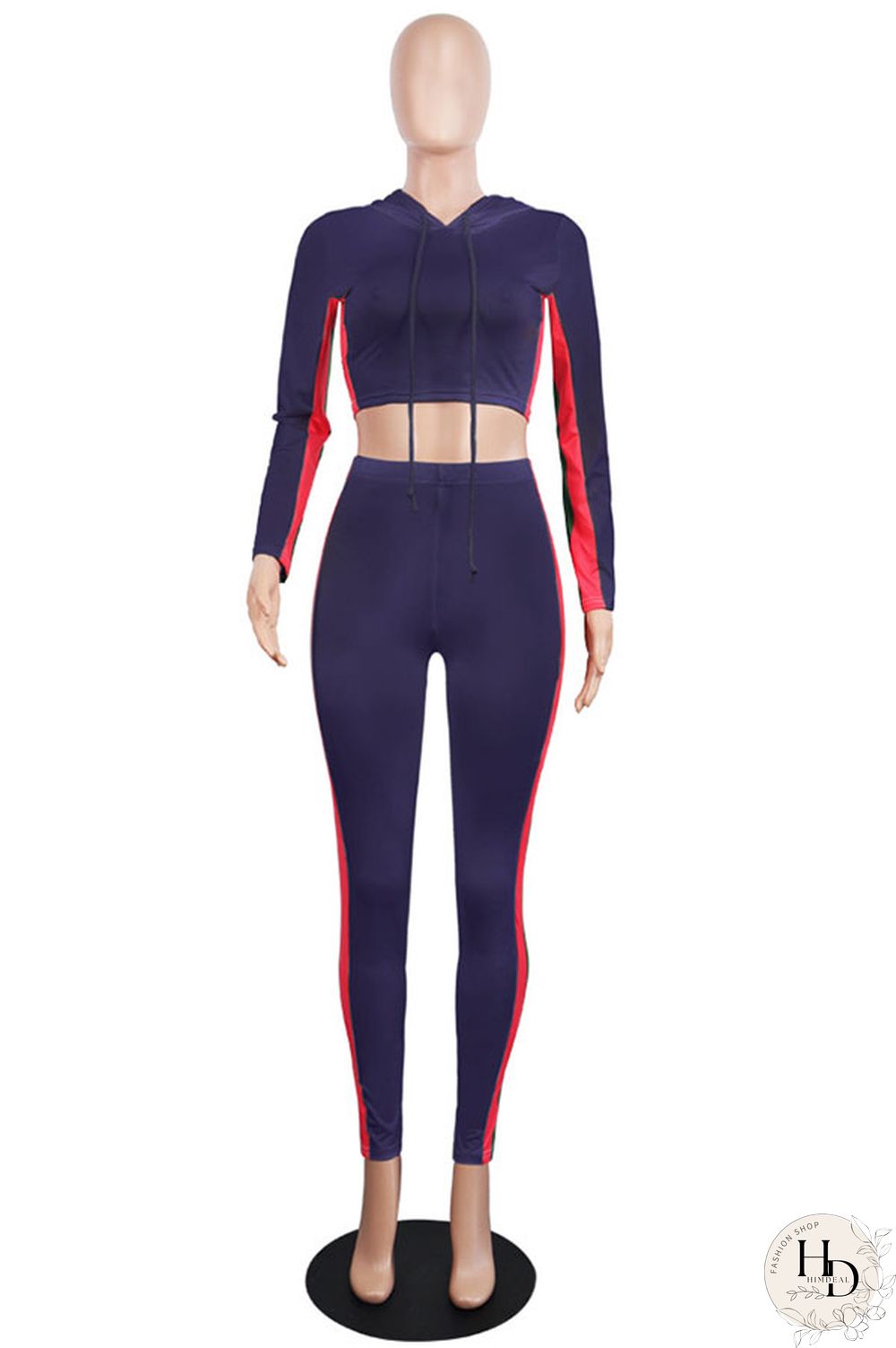 Army Green Long Sleeve Patchwork Pants Two-piece suit