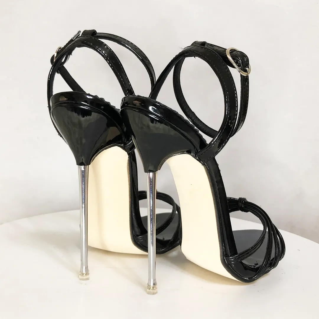 120mm Women's Metal Heels Sandals Summer Party Wear-vocosishoes
