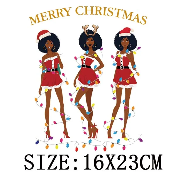Beautiful Christmas Gift Thermal Sticker On Clothes DIY T-shirt Washable Iron On Patch For Clothing Christmas Design Patch Decor