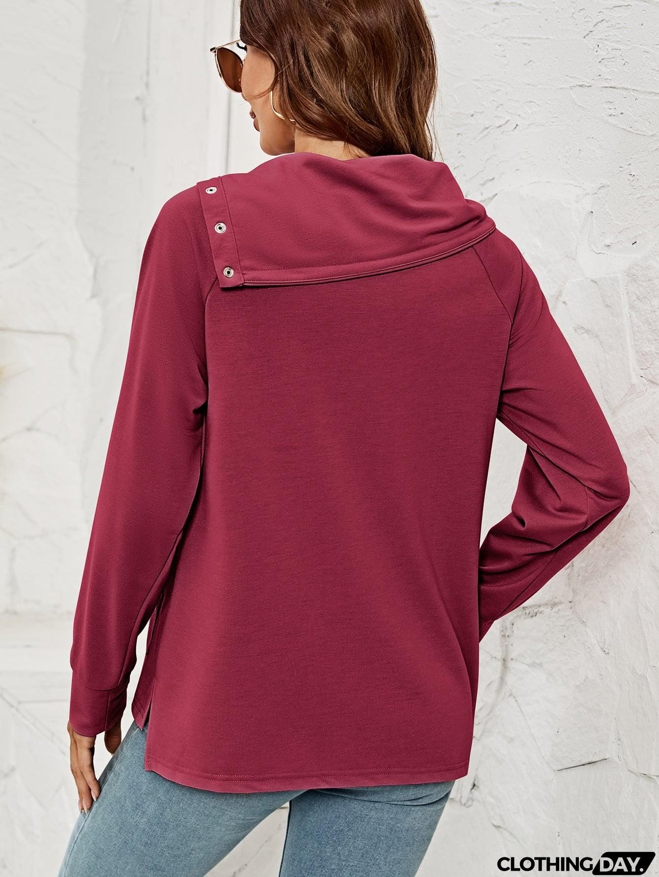 Raglan Sleeve Slit High-Low Sweatshirt