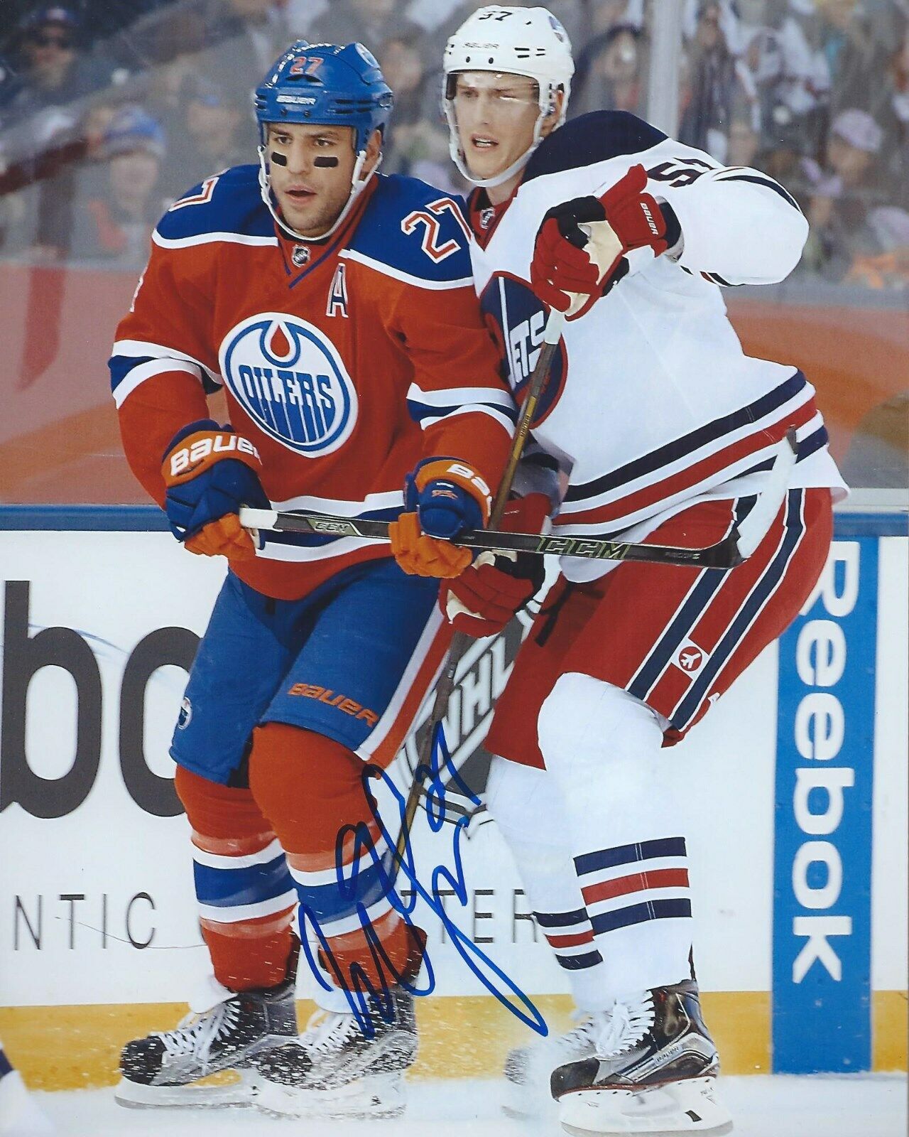 Milan Lucic Signed 8x10 Photo Poster painting Edmonton Oilers Heritage Classic Autographed COA B