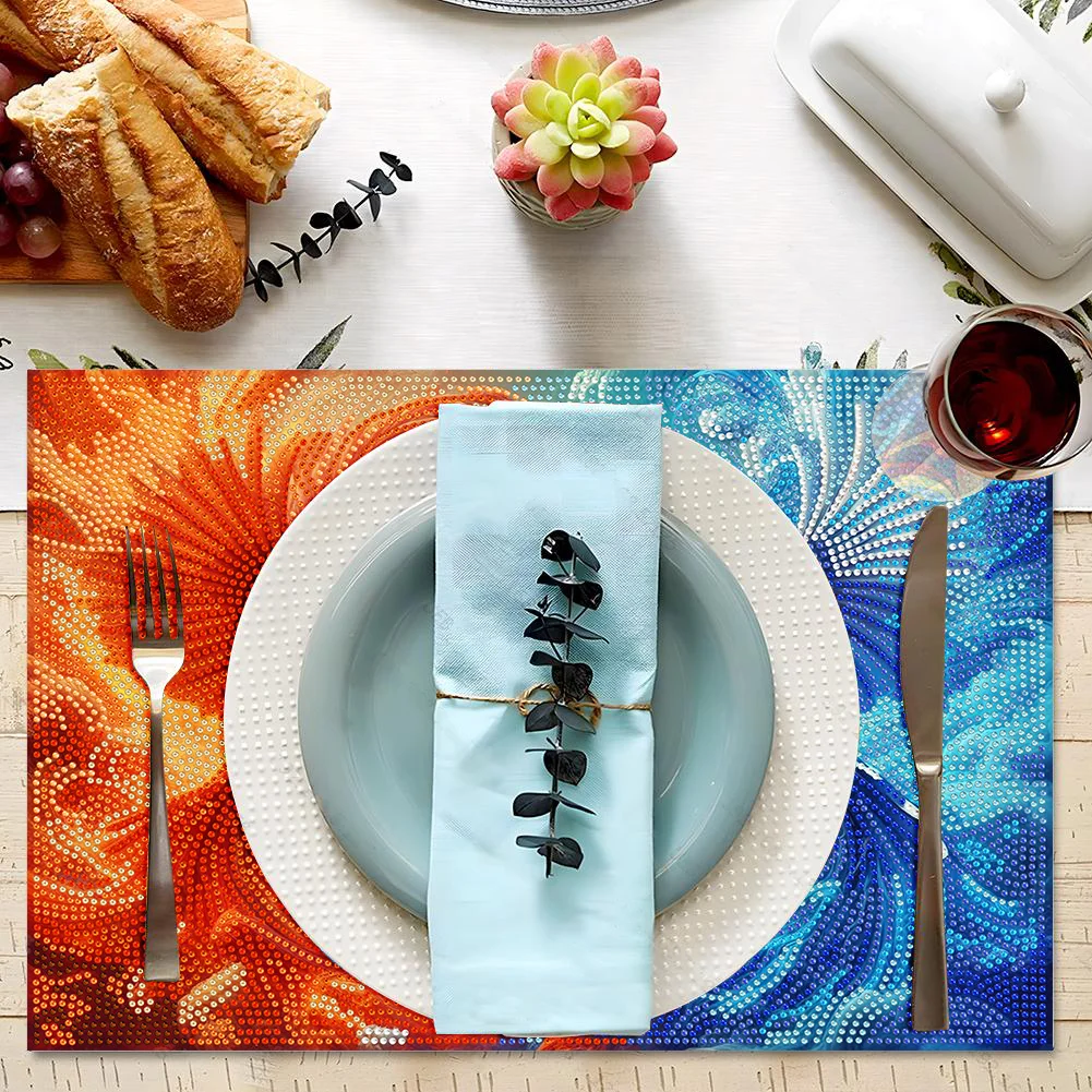 DIY Ice and Fire Bird Diamond Painting Placemats Heat Resistant for Beginners