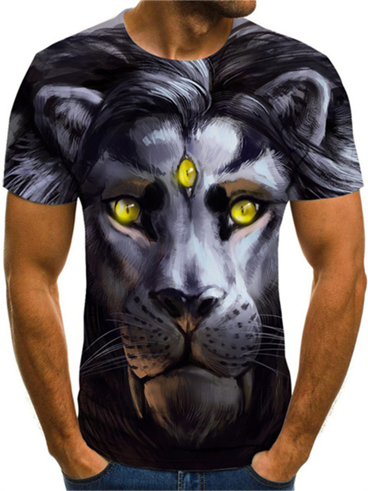 T-shirt new trend of various animals 3D digital printing street style men's short-sleeved T-shirt