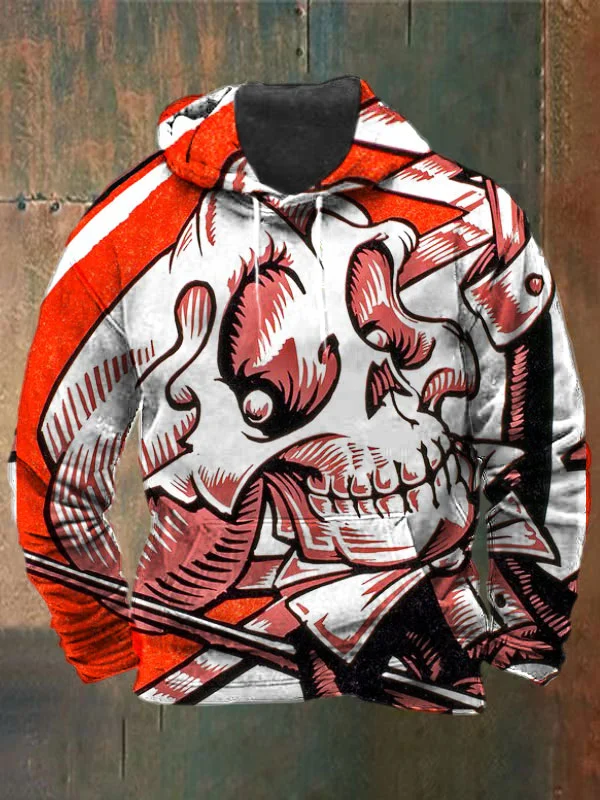 Unisex Skull Print Heavyweight Hoodies