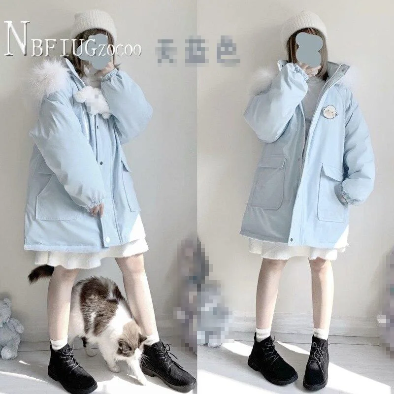 2020 Winter New Preppy Style Loose Women Parkas Fashion Kawaii Female Coat