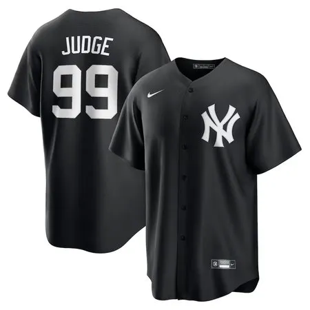 Men's New York Yankees #99 Aaron Judge  Black Lights Out Replica Player Jersey