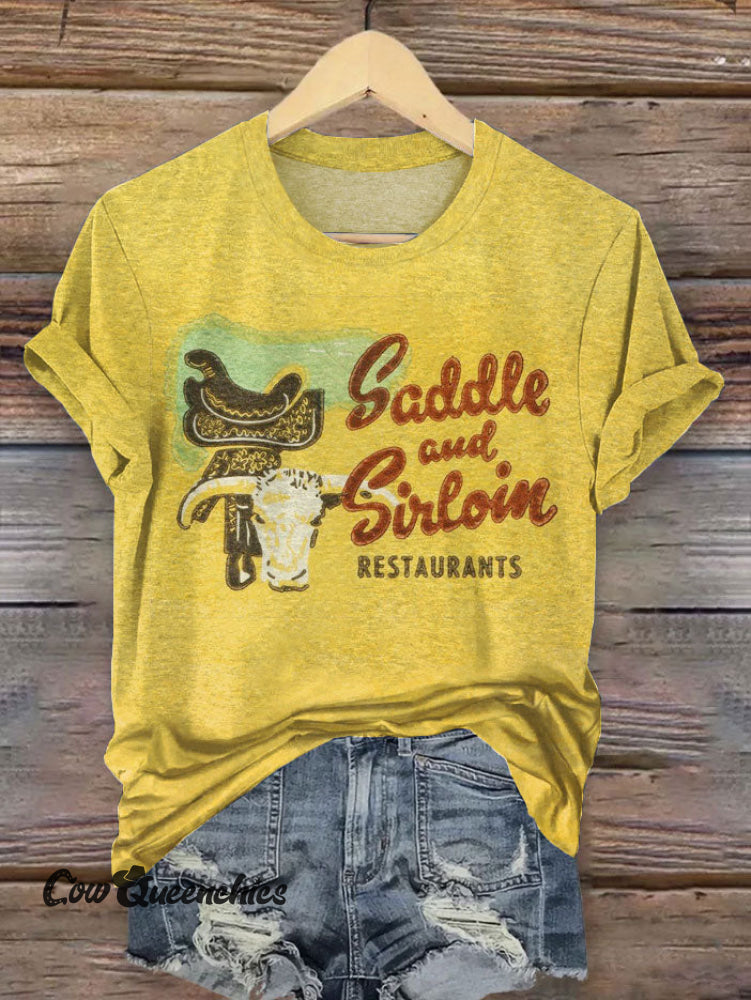 Vintage Western Art Print T-shirt Multicolor / S