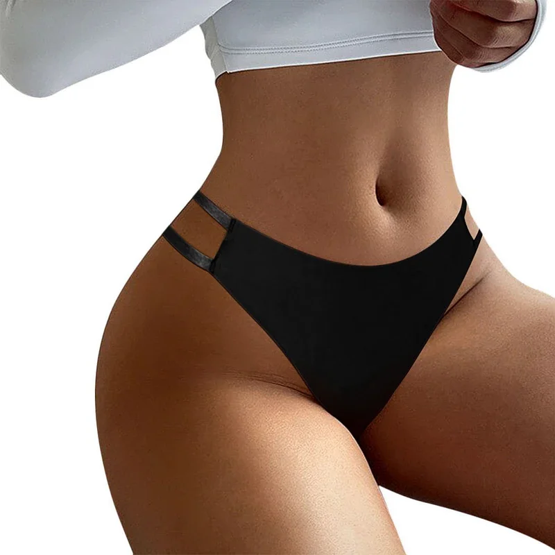 Billionm Women Sexy Panties Double Srap Low Waist Underwear Hollow Out Solid Color Thong Brief Female Soft Lingerie 2022 Fashion Lenceria