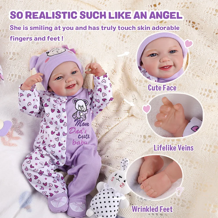 20'' Reborn Baby Toddlers Girl Leen Awake Lifelike Newborn Baby Dolls,  Funny Feeding Accessories Preschool Gift