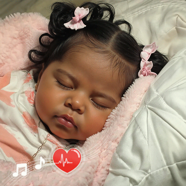 20" Handmade Lifelike Reborn African American Newborn Baby Eyes Closed Girl Nayyra with Heartbeat💖 & Sound🔊
