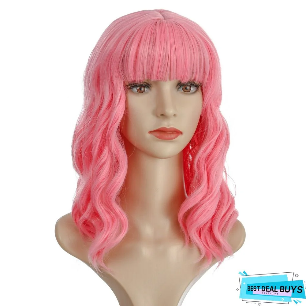 European and American Short Curly Hair with Bangs and Chemical Fiber Headgear