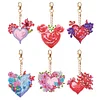 6PCS-Love-Double côté perceuse-diamant porte-clés