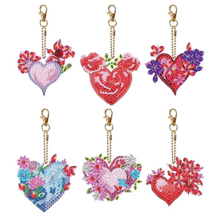 6 PCS Butterfly Double Sided Special Shape Diamond Painting Keychain Pendant