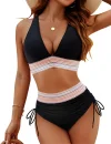 2025 High Waisted Tummy Control Color Block Bikini Sets